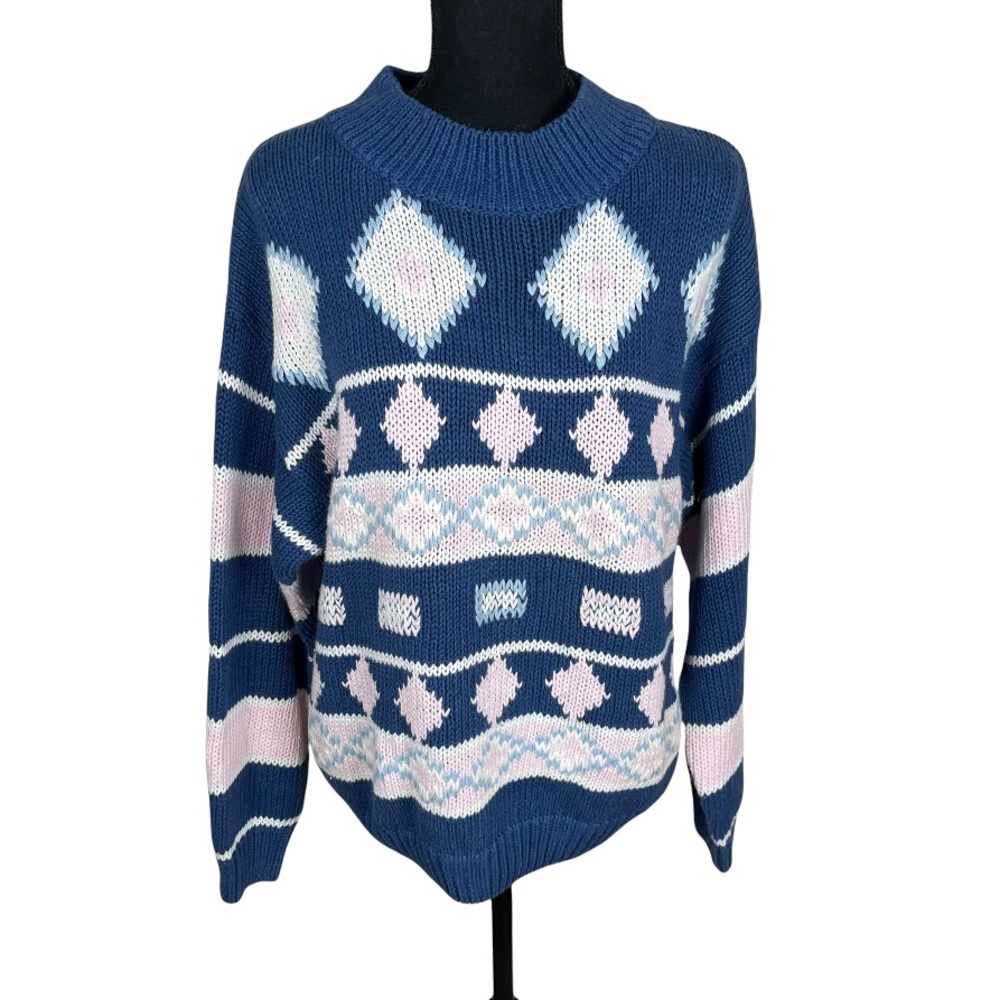 Vintage Nuovo Indistriale Diamond Sweater Rammie & Cotton Blend Size Med… - Picture 4 of 8